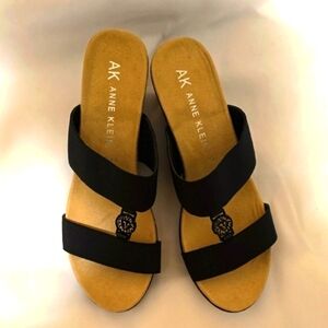 Anne Klein Black Sandals with Two Straps